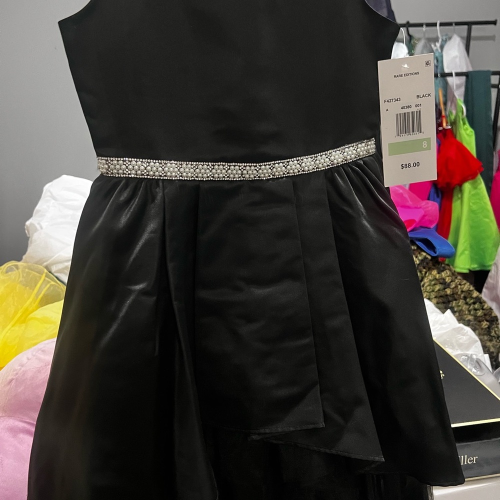 Rare Editions Black Embellished Fit and Flare Dress